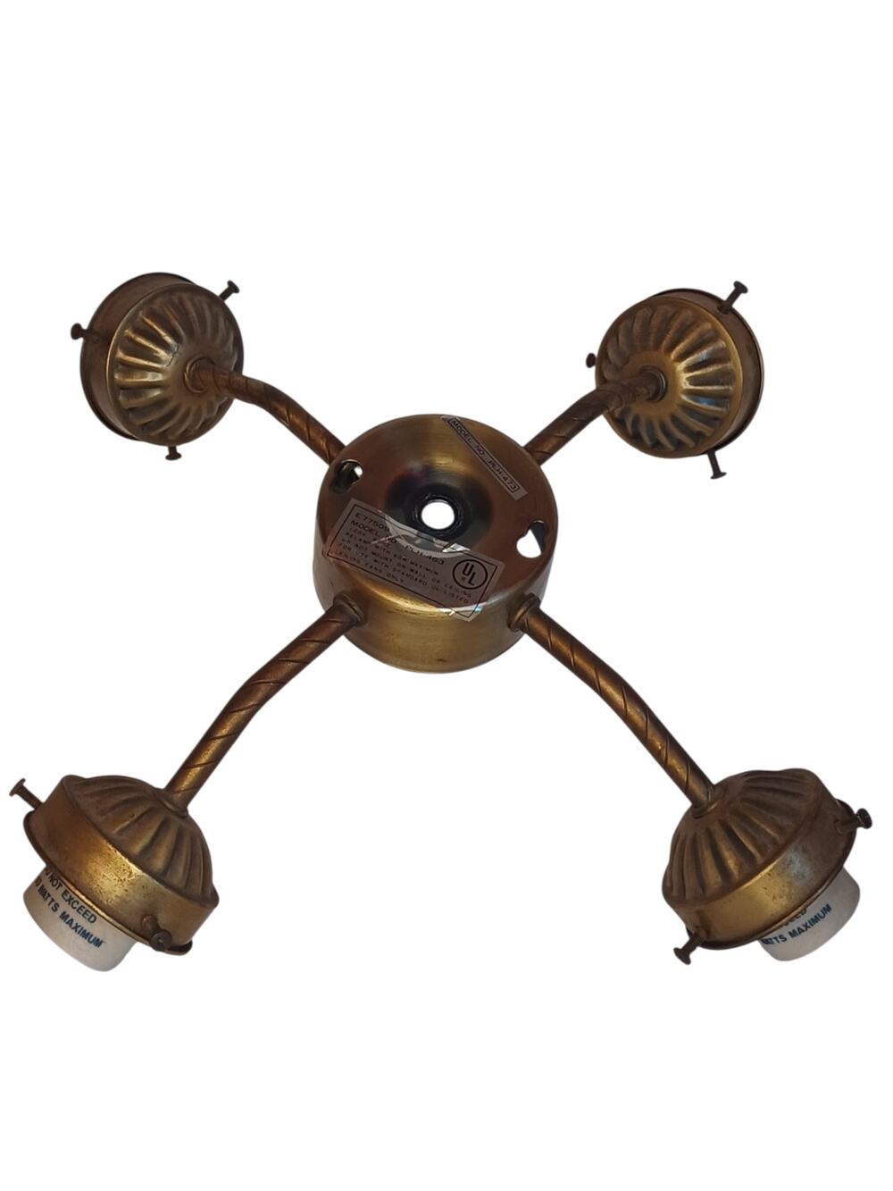VINTAGE - 10" UL 4 Arm Ceiling Fan Light Kit Fixture